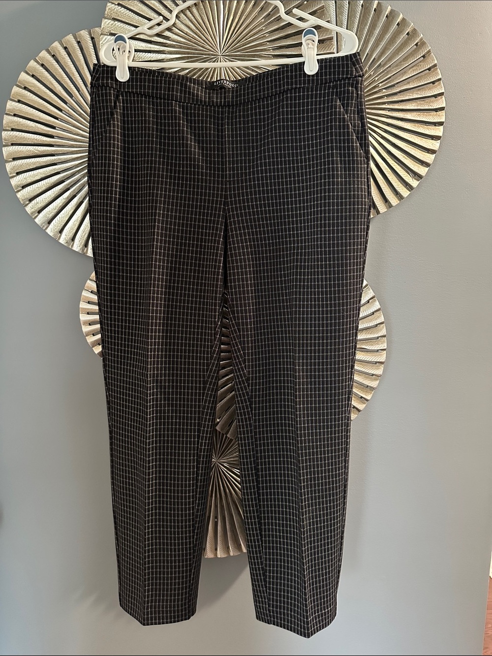 Liverpool Black Windowpane Dress Pants